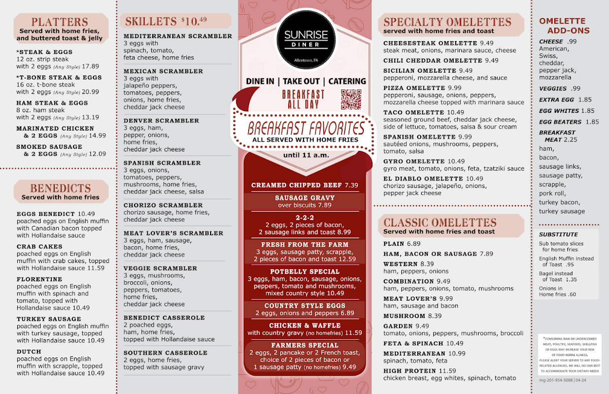 Sunrise Diner Menu - Image 1